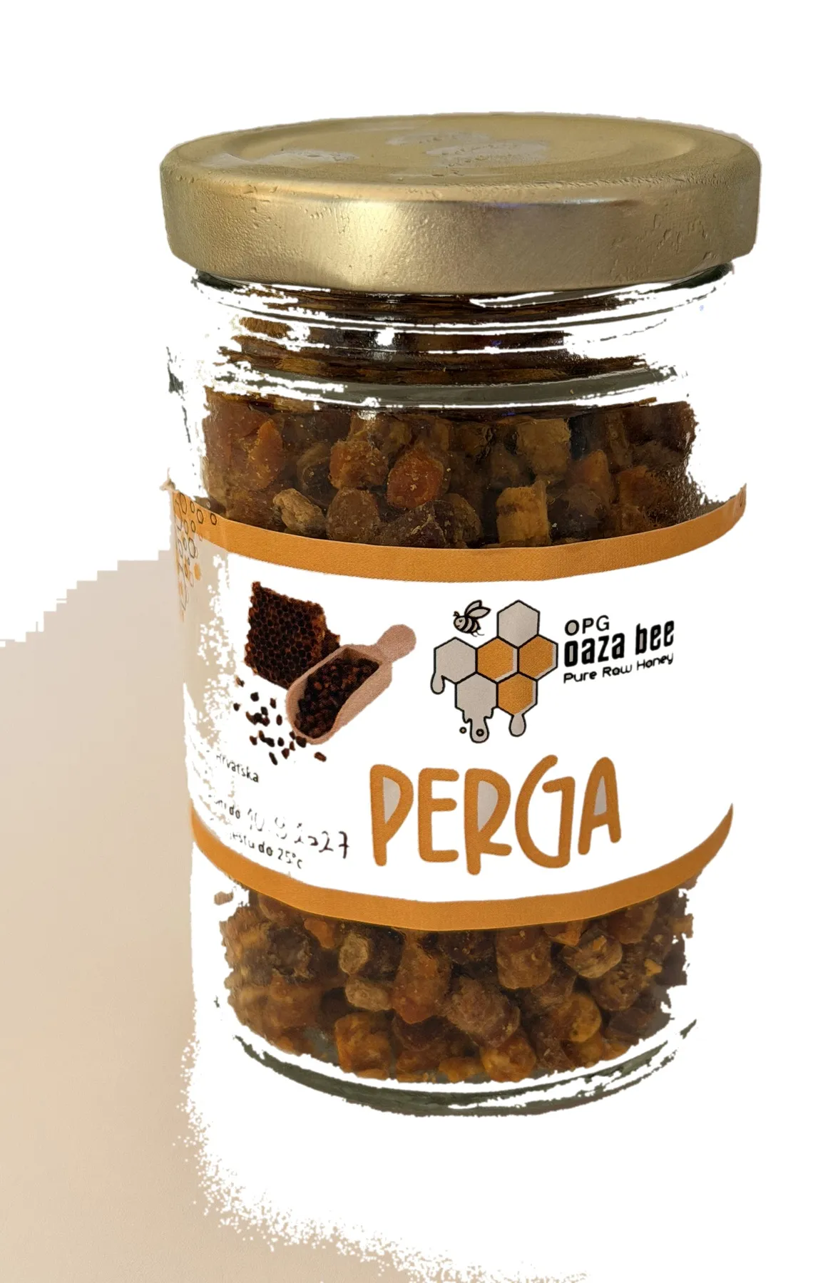 Staklenka Oaza Bee perge od 100 g sa zlatnim poklopcem
